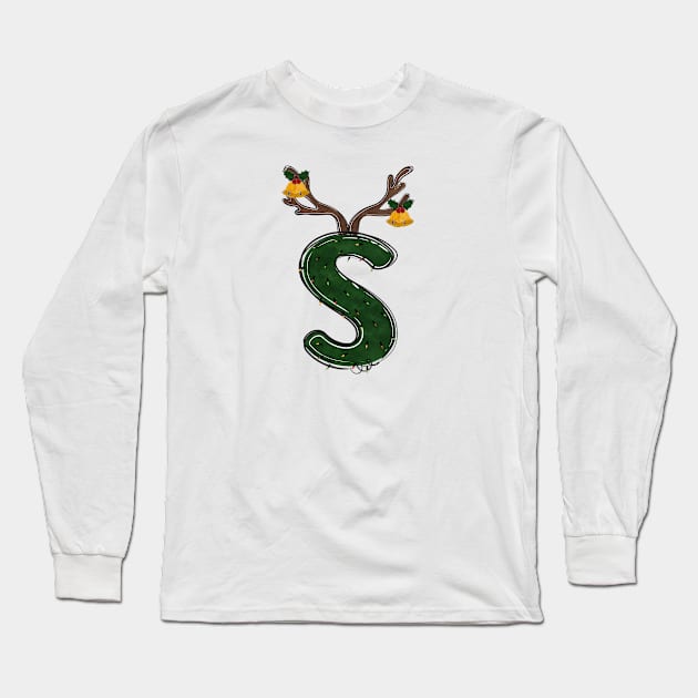 Letter S - Christmas Letter Long Sleeve T-Shirt by Pop Cult Store